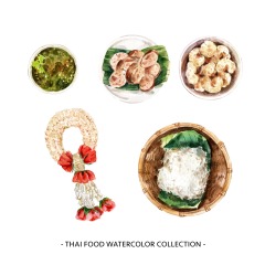 Classic Thai style food pattern set (44)