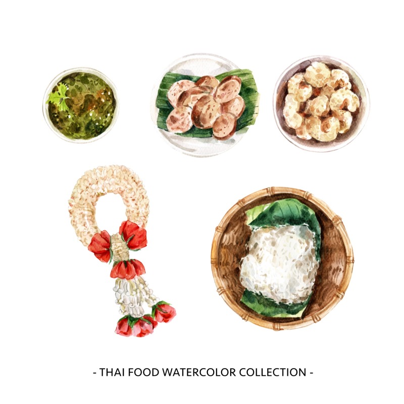Classic Thai style food pattern set (44)