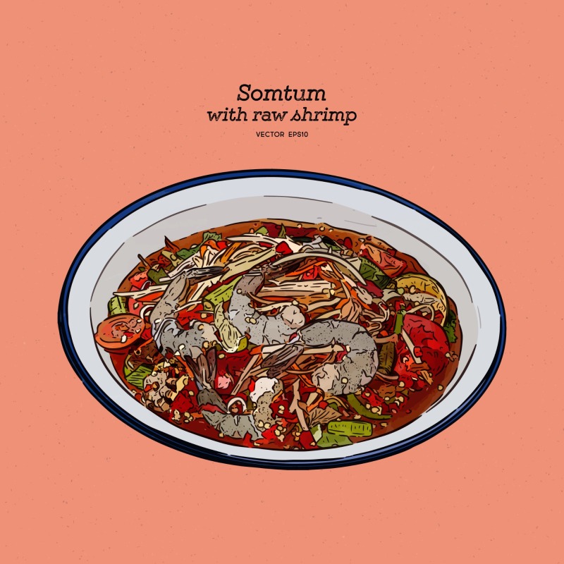 Classic Thai style food pattern set (32)