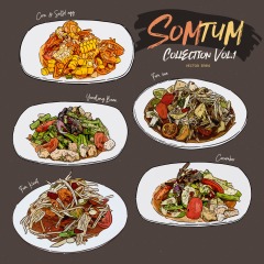 Classic Thai style food pattern set (35)