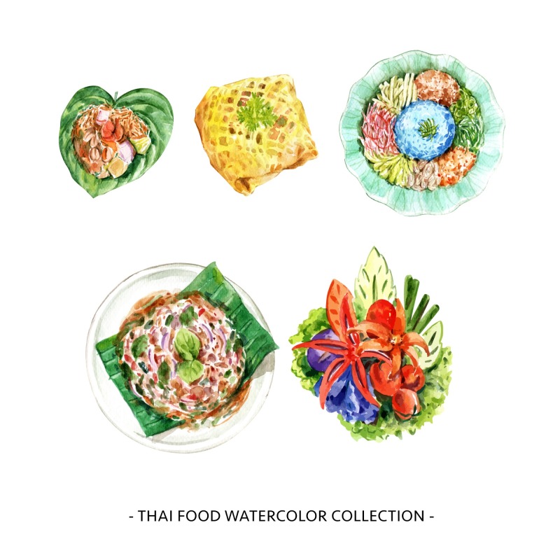 Classic Thai style food pattern set (45)