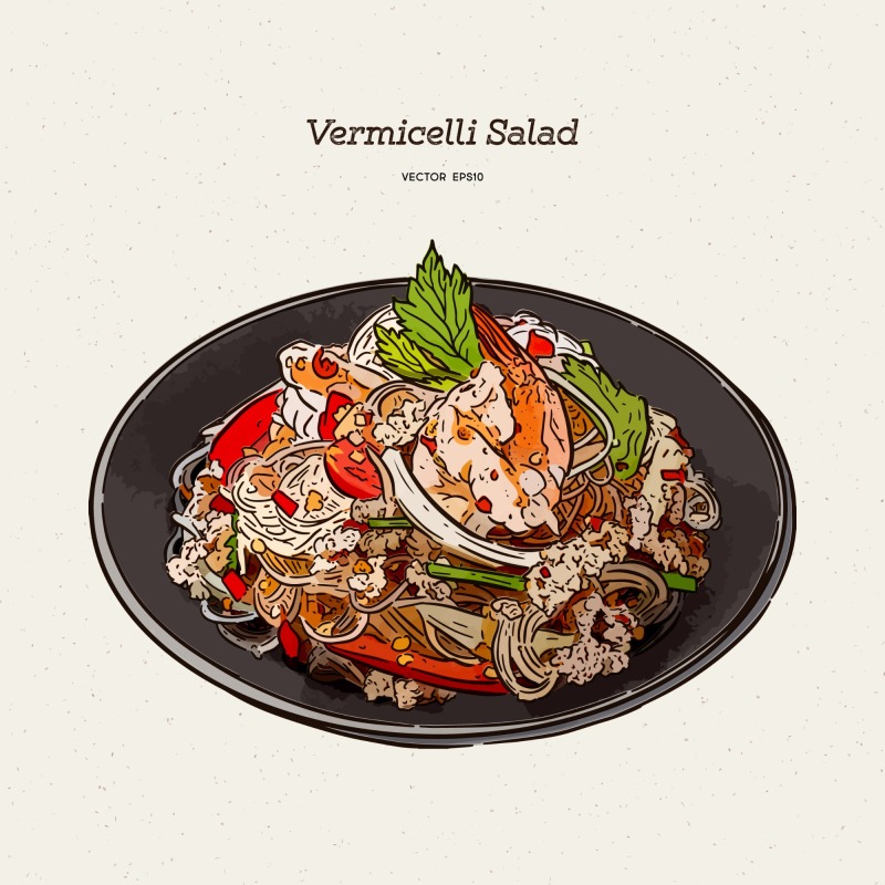 Classic Thai style food pattern set (36)