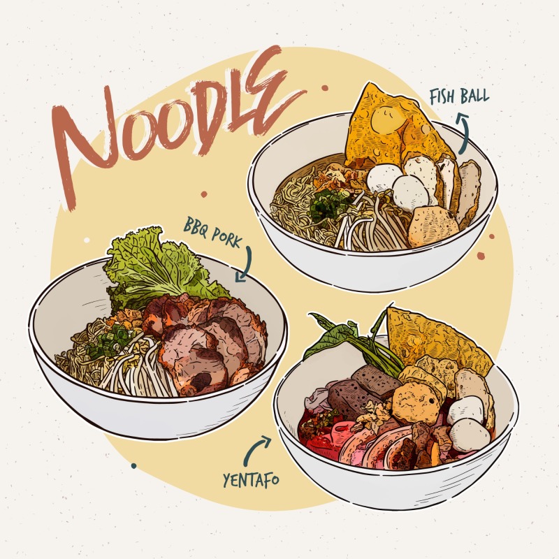Classic Thai style food pattern set (21)