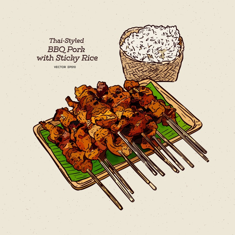 Classic Thai style food pattern set (41)