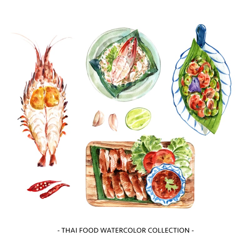 Classic Thai style food pattern set (43)