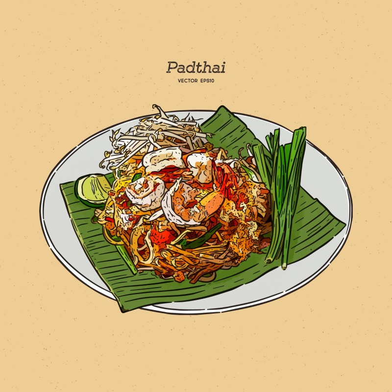 Classic Thai style food pattern set (50)