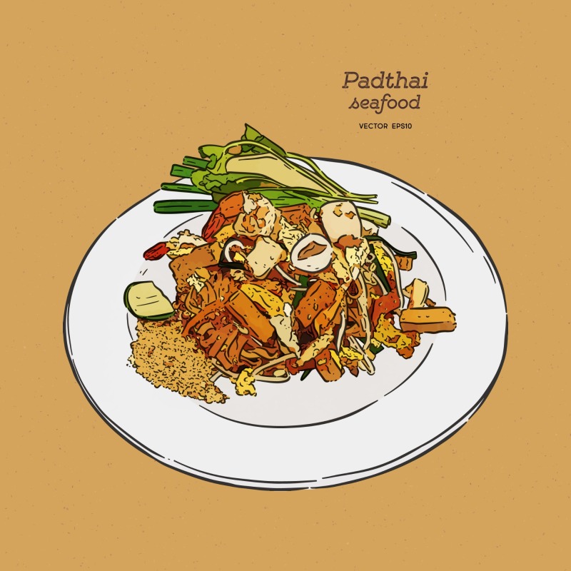 Classic Thai style food pattern set (14)