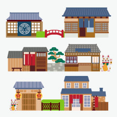 Japanese traditional style architecture collection set (4)