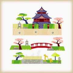 Japanese traditional style architecture collection set (1)
