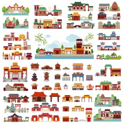 Japanese traditional style architecture collection set (9)