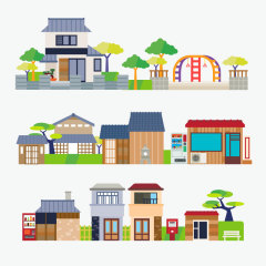 Japanese traditional style architecture collection set (3)