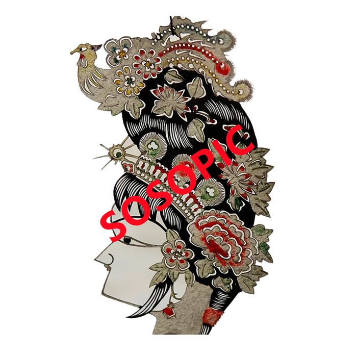 Chinese Traditional Shadow Puppetry Character Icon: Beauty's Head with Phoenix Crown​
