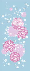 Japanese Painted-Style Background Template: Sky Blue with Snowflakes & Pastel Petals

