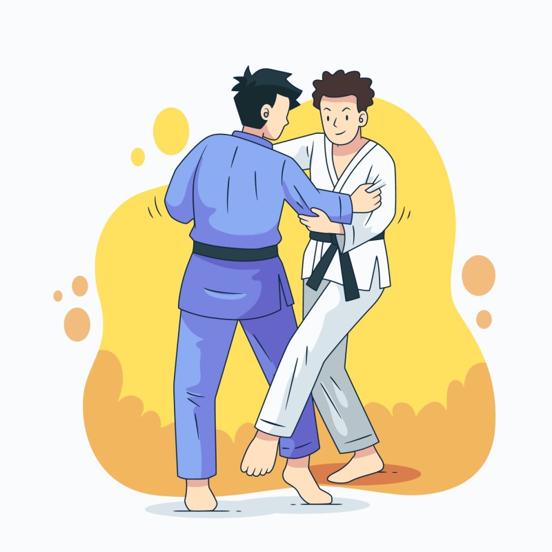 Japanese Judo Promotion: Match Between Two Athletes​
