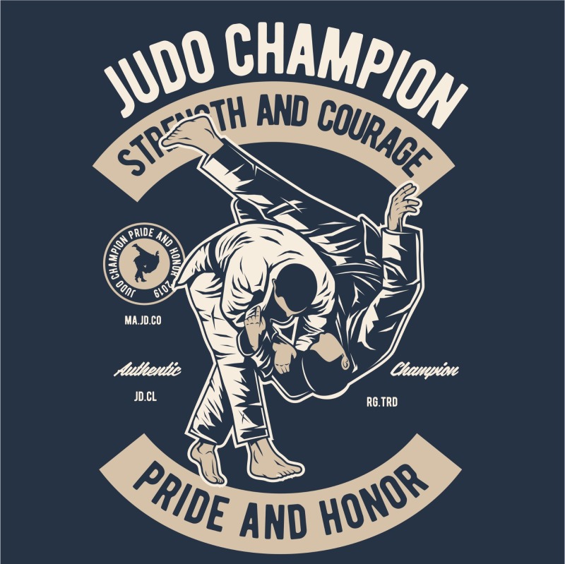 Japanese Judo Promotion: Classic Throw with Slogan​
