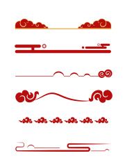 6 Chinese Auspicious Cloud Element Border Stripe Patterns

