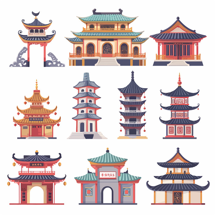 Collection of Ancient Chinese Architectural Icons​
