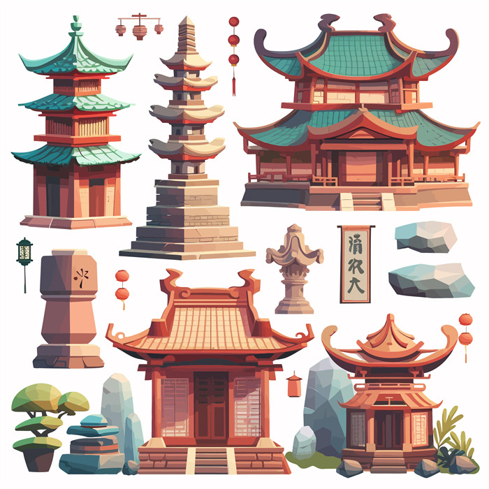 Collection of Common Architectural Icons in Ancient Chinese Buddhist Temples​
