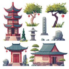 Chinese traditional style anicent building architecture pattern template set (64)