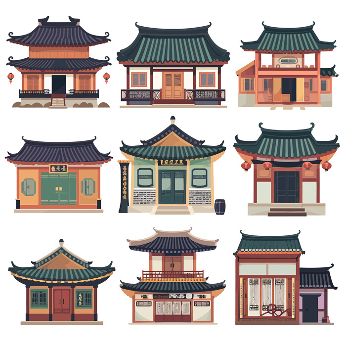 Collection of 9 Sets of Patterns of Traditional Ancient Jiangnan Folk Houses in China​

