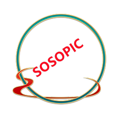 Chinese Minimalist Border Design: Green Circular Frame with Red Ribbon Accents
