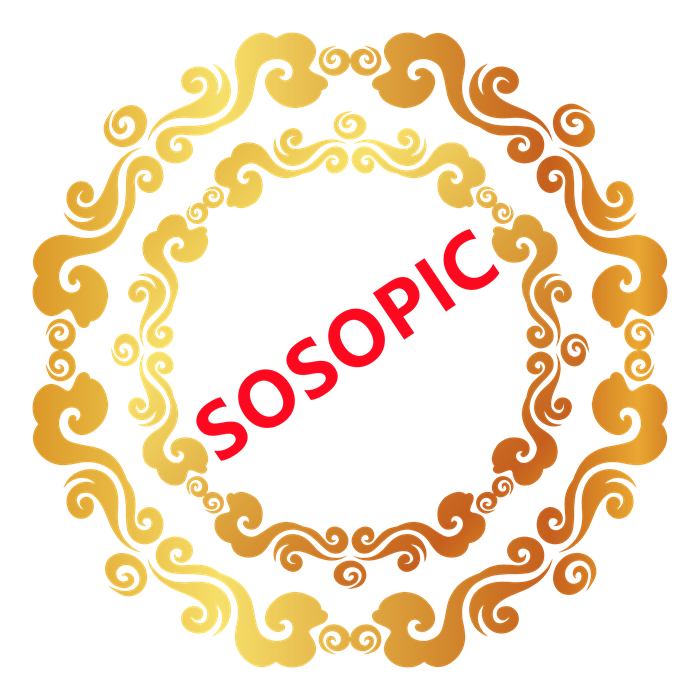 Chinese Circular Border with Double - Ring Auspicious Cloud Elements