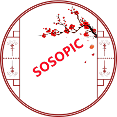 Chinese Window Pane Element Red Circular Border with Winter Plum and Hairpin Accents
