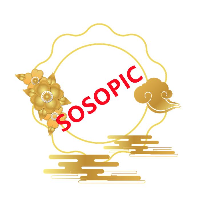 Chinese Petal - shaped Border Design Background with Golden Auspicious Cloud Elements
