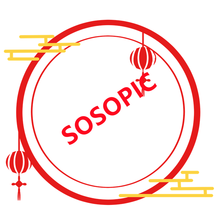Chinese Red Circular Border Background Design with Lanterns and Golden Auspicious Cloud Art Patterns​
