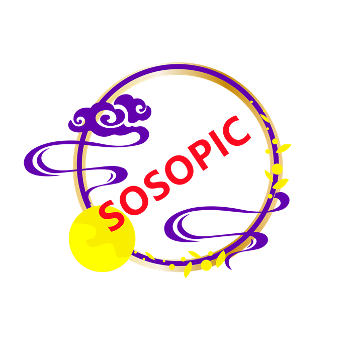 Chinese Traditional Cultural Element Circular Border with Purple Auspicious Clouds and Radiant Sun Elements

