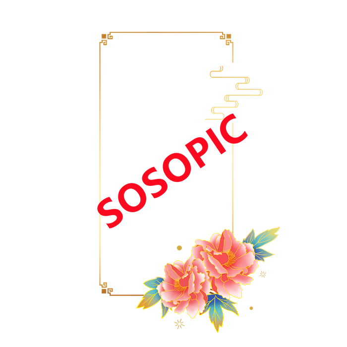Chinese Style Square Border Design Template with Peony and Flowing Cloud Stripes​
