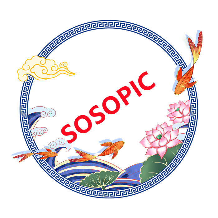 Chinese Traditional Circular Border Design Template with Koi, Auspicious Clouds, Waves and Lotus​
