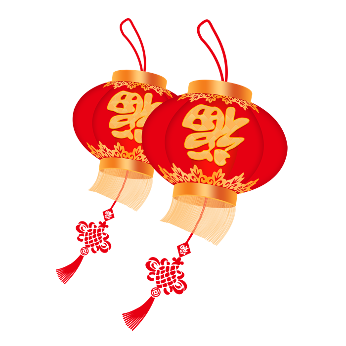 Woodblock Print - Style Chinese Lantern Festival Lantern Icons
