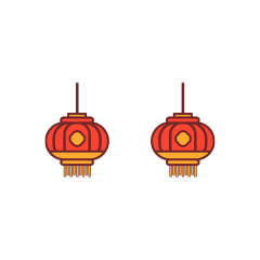 Simple - Style Pattern of Chinese Small Lanterns in Pairs​
