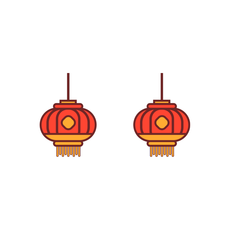 Simple - Style Pattern of Chinese Small Lanterns in Pairs​
