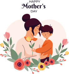 Golden Hour Mother's Day Poster: Mom & Child Among Blooming Fruit Trees