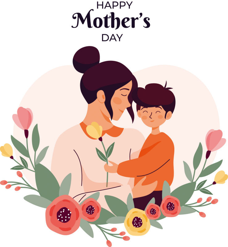 Golden Hour Mother's Day Poster: Mom & Child Among Blooming Fruit Trees