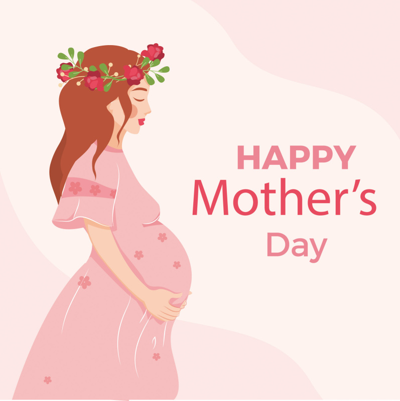 Graceful Mother's Day Poster: Pregnant Mom Adorned with Flower Crown