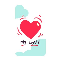 Celestial Valentine's Day Promotional Set with Sky-Backed Heart & 'My Love' Inscription
