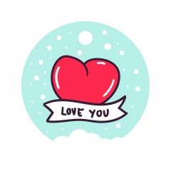Snowflake Background Valentine's Day Visuals with Heart & 'I Love You' Ribbons