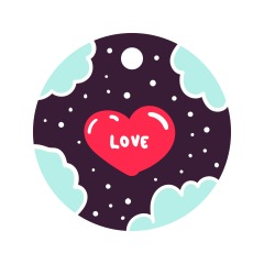 Cosmic Romantic Valentine's Day Visual Set with Heart & Starry Sky 'I Love You' Design