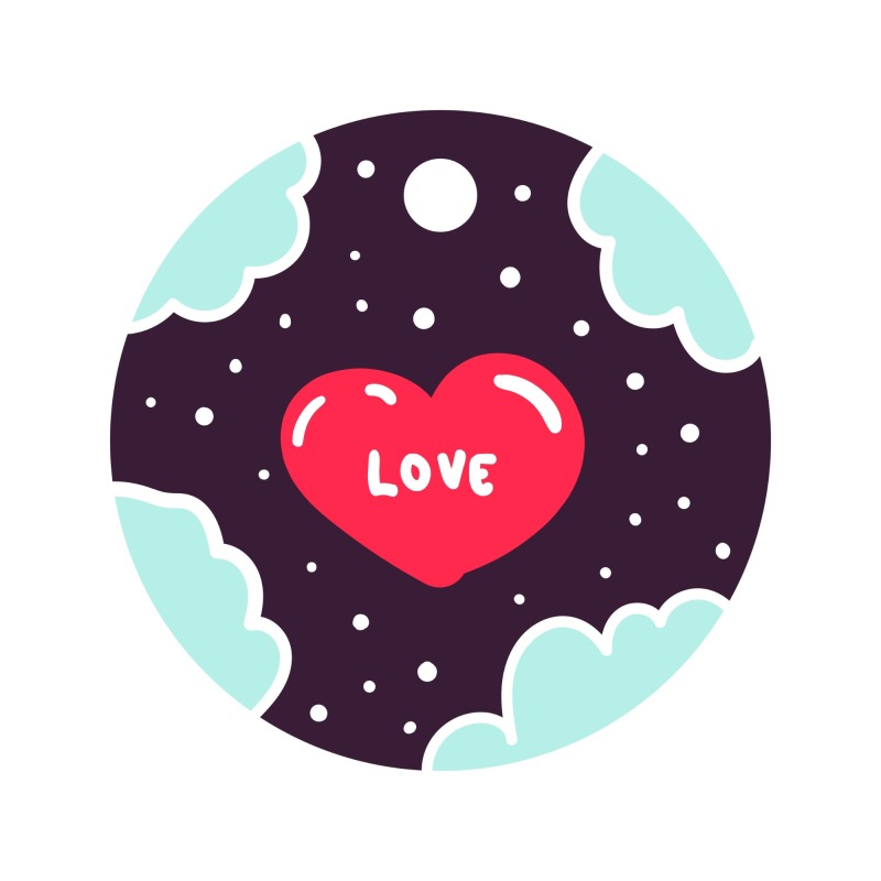 Cosmic Romantic Valentine's Day Visual Set with Heart & Starry Sky 'I Love You' Design