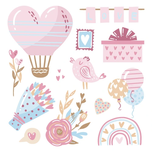Valentine's Day decorative element icons patttern set (6)