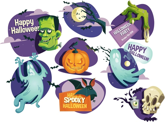 Halloween's decorative element icons patttern set (24)