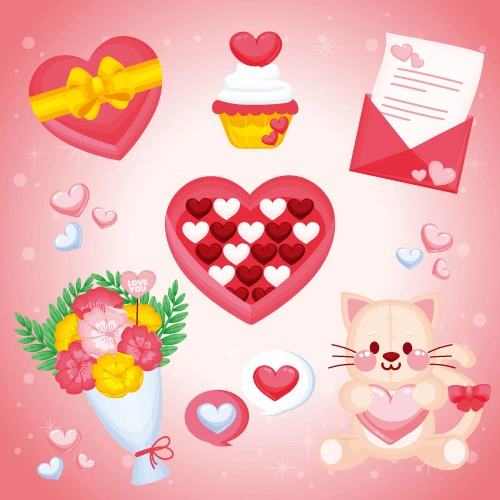 Valentine's Day decorative element icons patttern set (16)