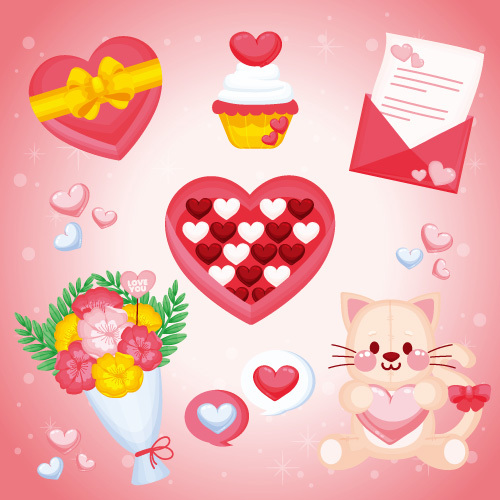 Ethereal Romanticism Valentine's Day Icons: Love Letters, Chocolate Boxes & Blooms