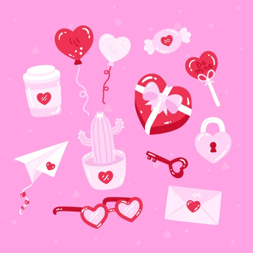 Valentine's Day decorative element icons patttern set (10)