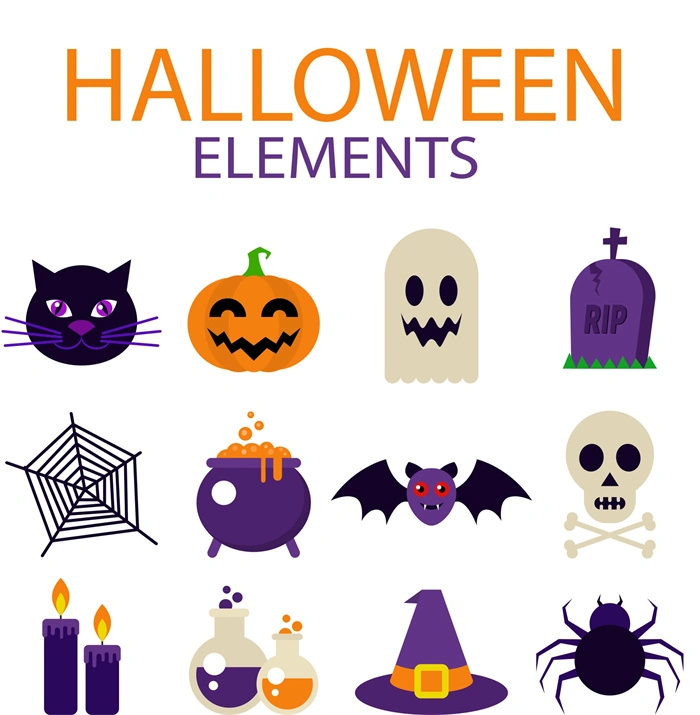 Halloween's decorative element icons patttern set (43)