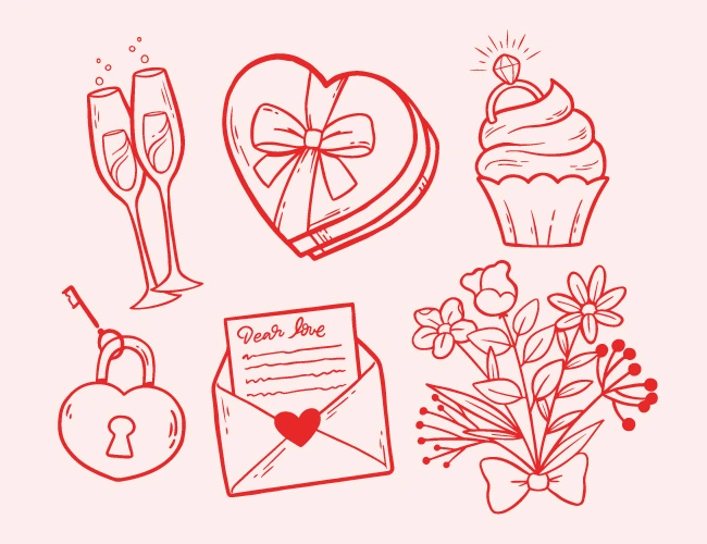 Valentine's Day decorative element icons patttern set (25)