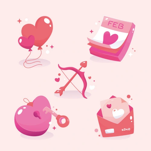 Valentine's Day decorative element icons patttern set (18)